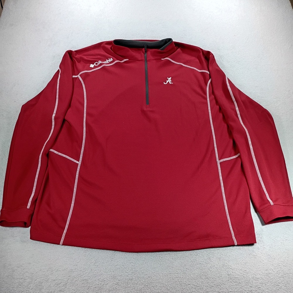 Columbia Mens Alabama Crimson Tide 1/4 Zip Pullover Red XL Sleeve Pocket